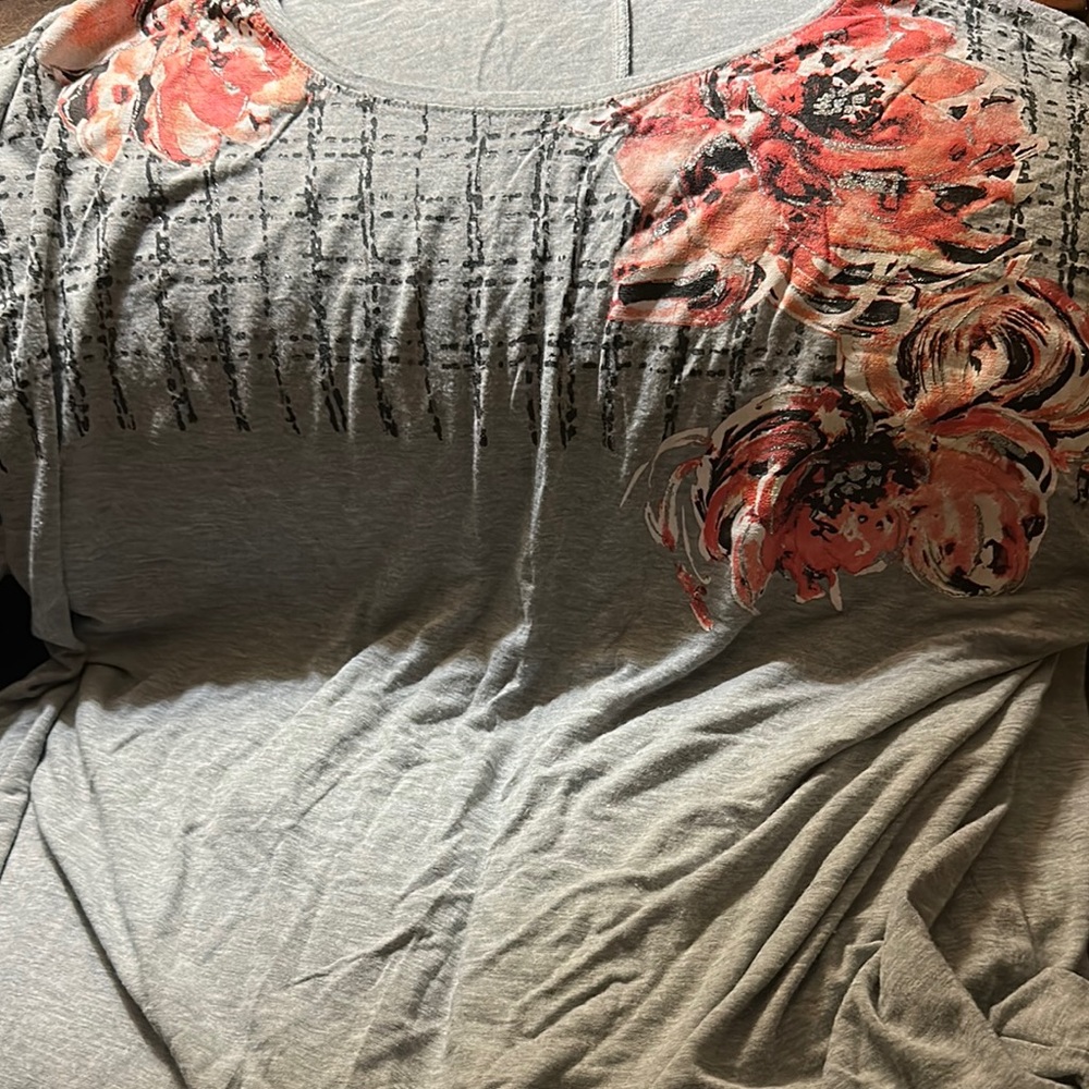 Apt. 9 Gray Ruched Short Sleeve Blouse